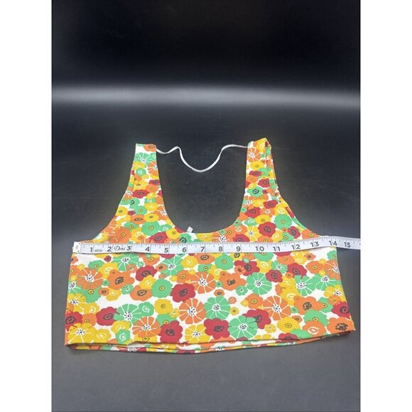 ZARA Women’s Colorful Retro Floral Cropped Top Bralette Sports Bra Sz L NEW - Picture 4 of 9